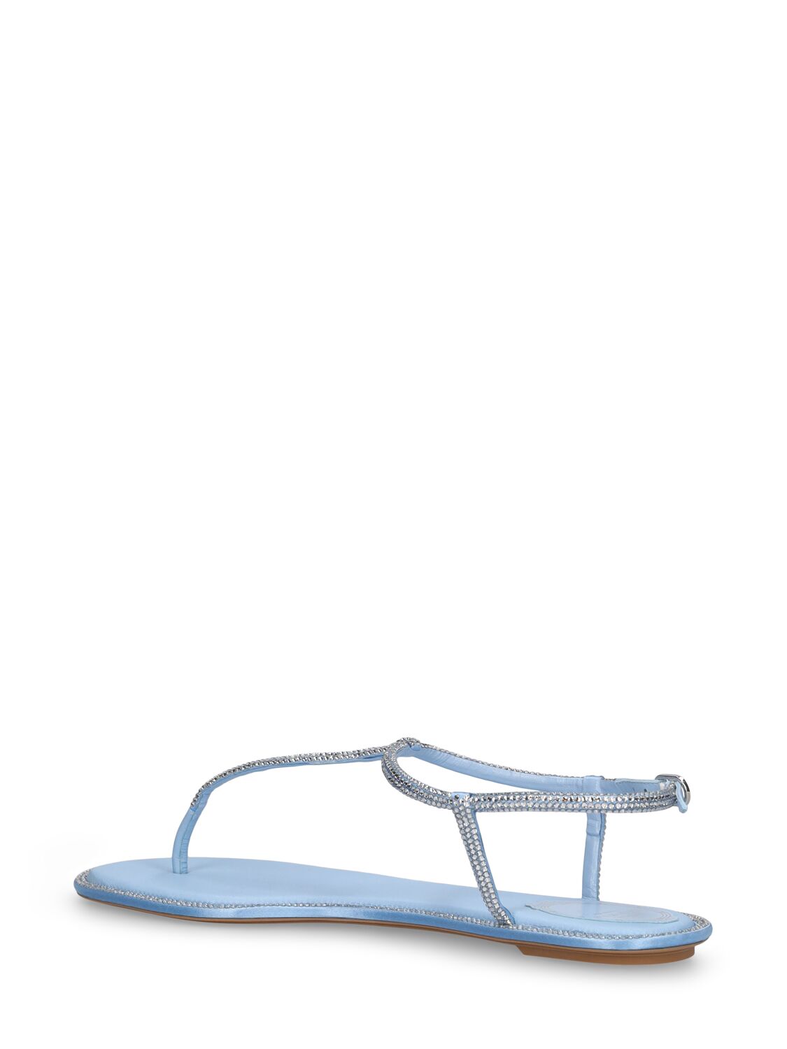 Shop René Caovilla 10mm Embellished Satin Thong Sandals In Light Blue