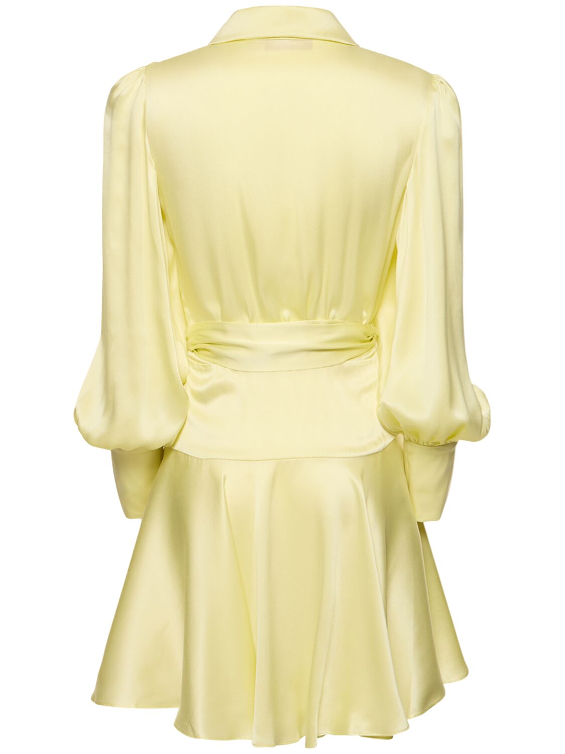 Shop Zimmermann Silk Mini Wrap Dress In Lemon