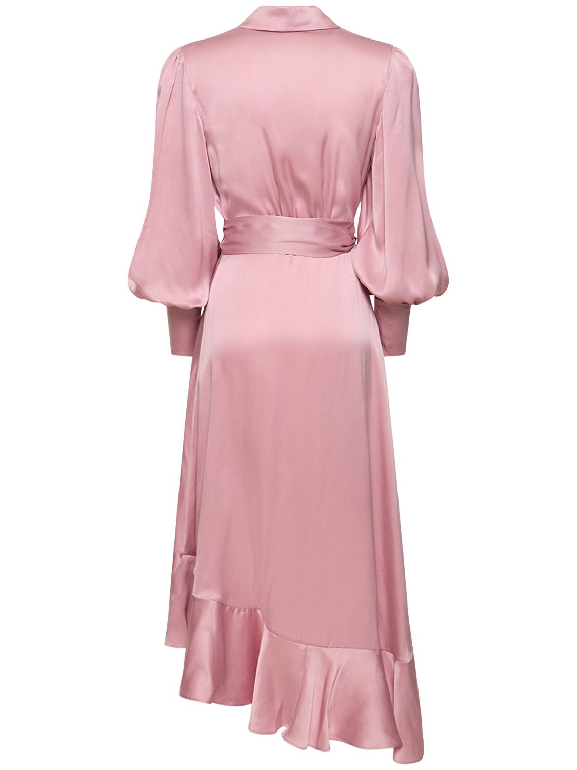 Shop Zimmermann Silk Midi Wrap Dress In Pink