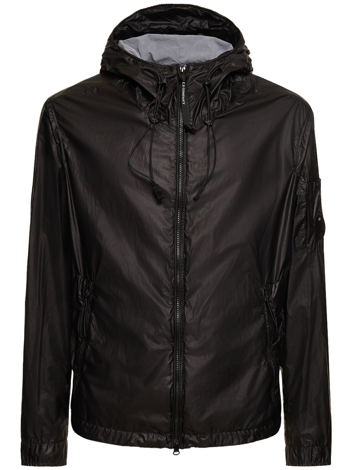 C.p. Company Zipped Hooded Jacket In Black