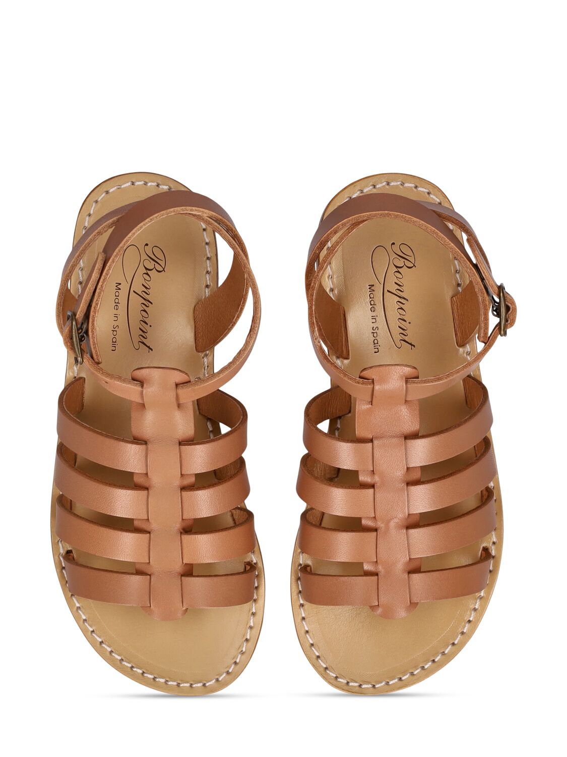 Shop Bonpoint Leather Sandals In Brown