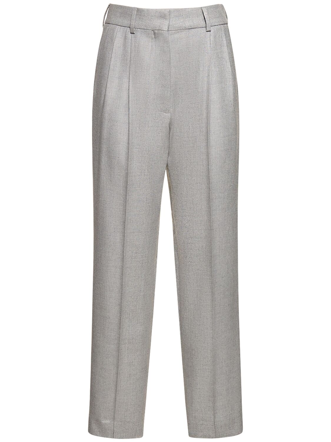 Blazé Milano Alithia Stone Fox Silk & Wool Trousers In Grey