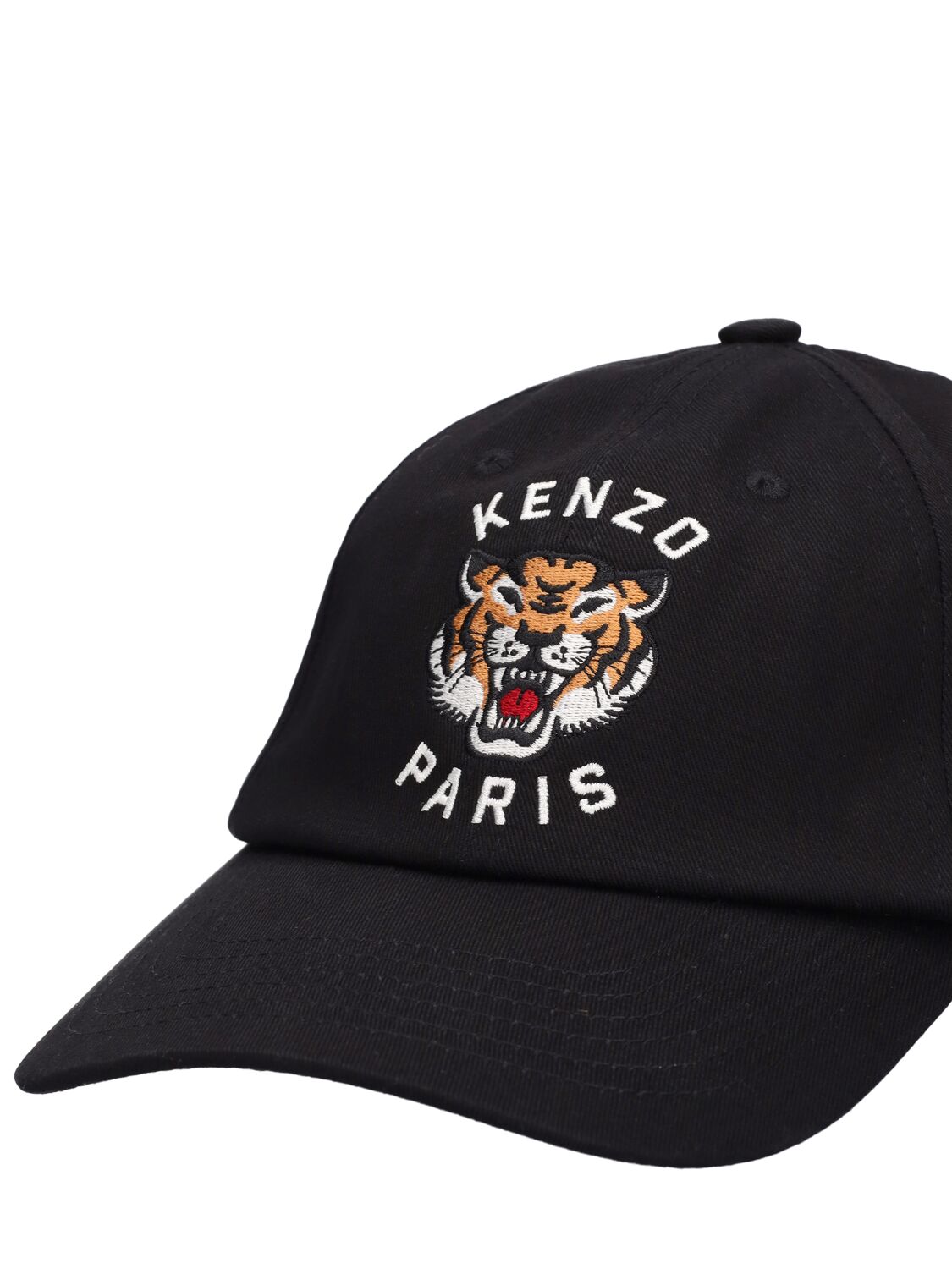 Shop Kenzo Tiger Embroidery Cotton Baseball Cap In Black