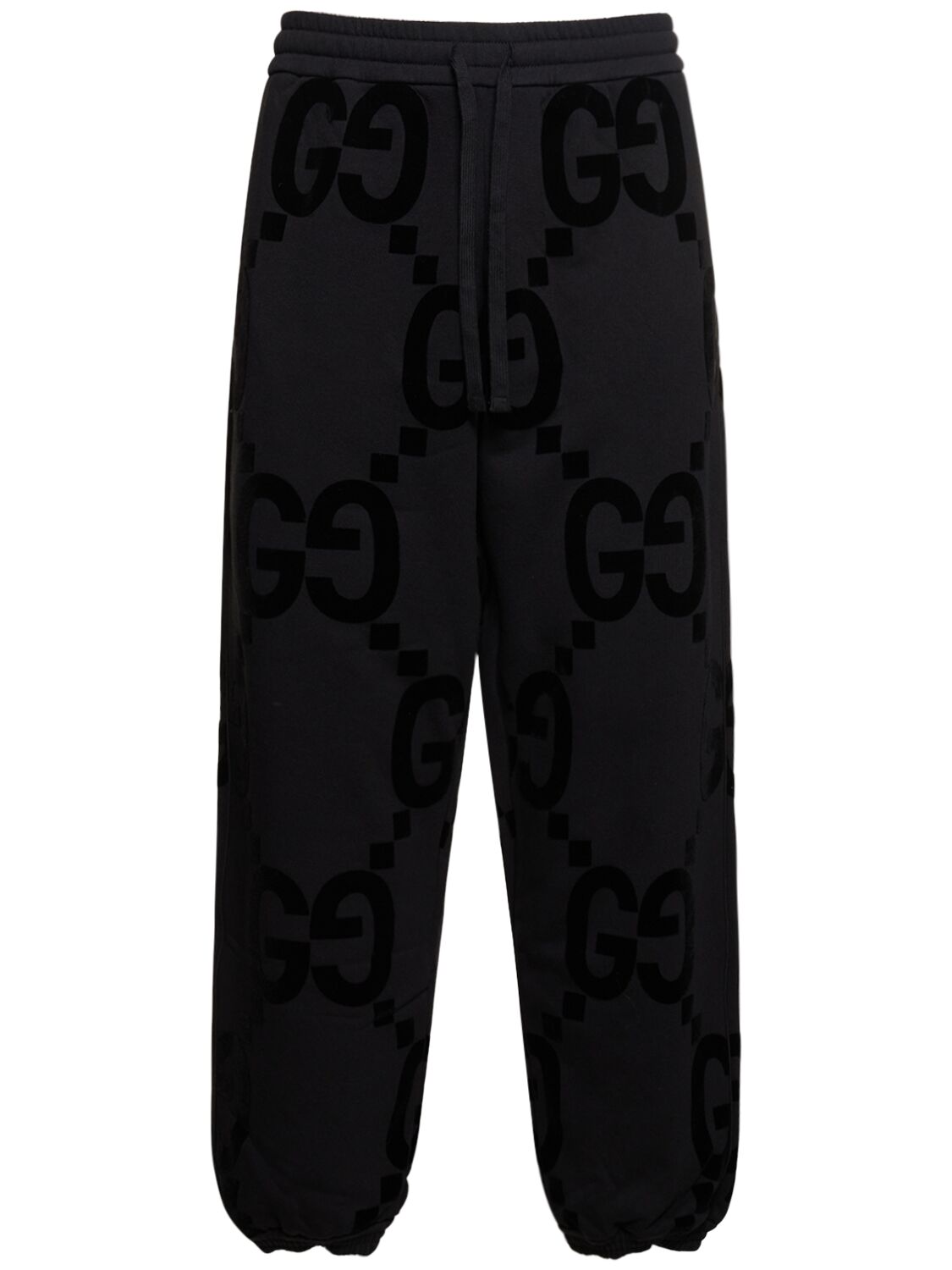 Gucci Gg Flocked Cotton Sweatpants In Black