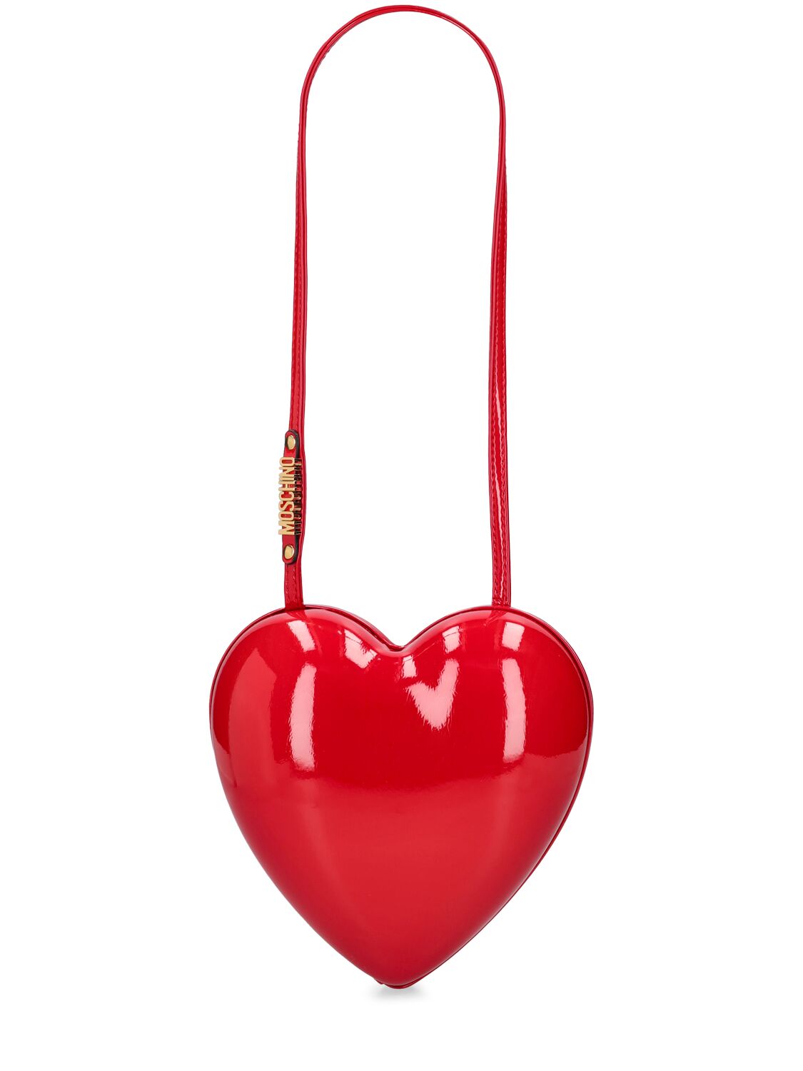 Moschino Heartbeat Patent Shoulder Bag In Red