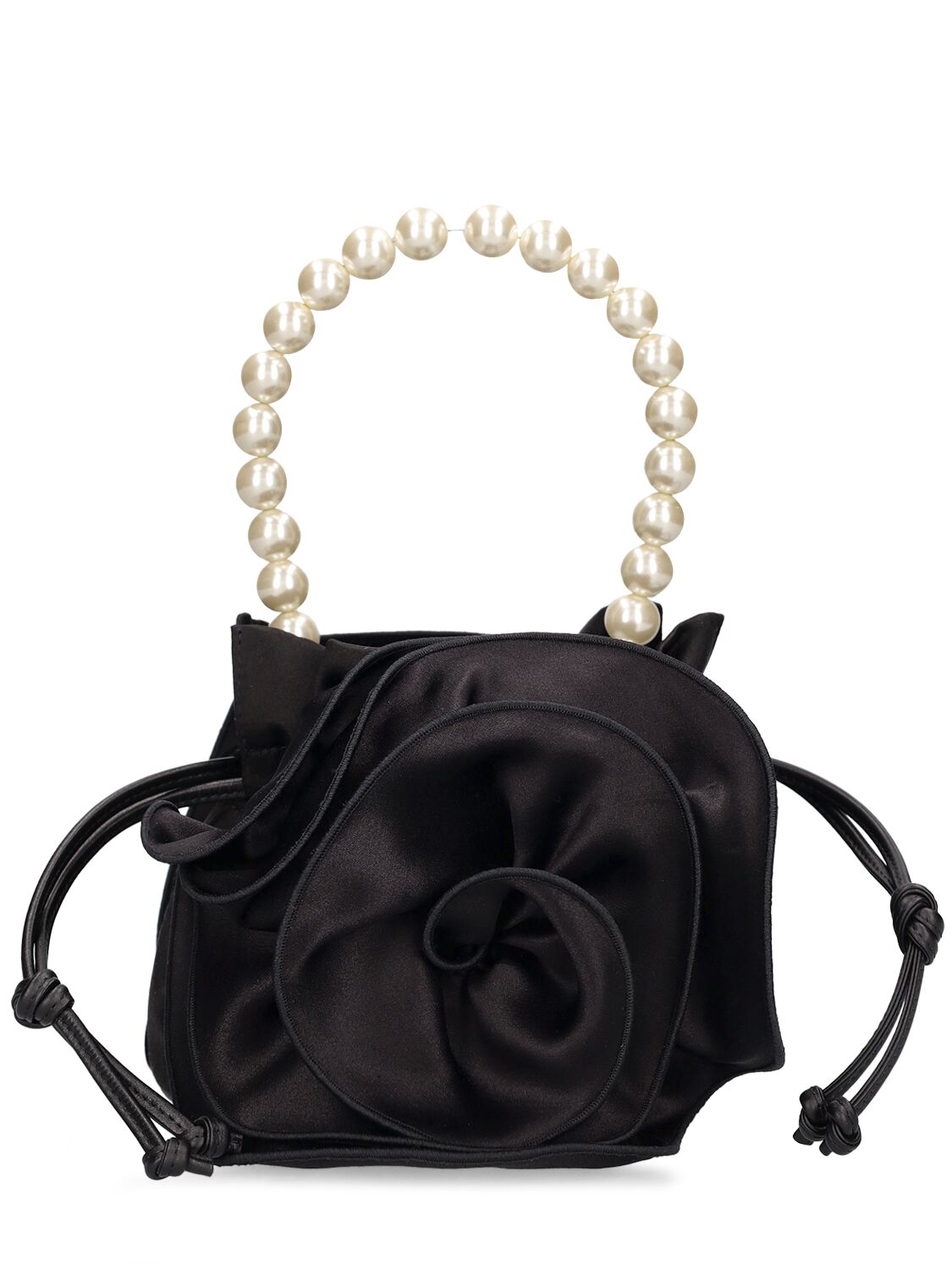 Magda Satin & Leather Top Handle Bag
