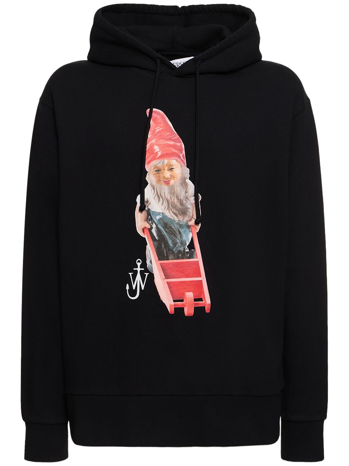 Shop Jw Anderson Gnome Print Cotton Hoodie In Black