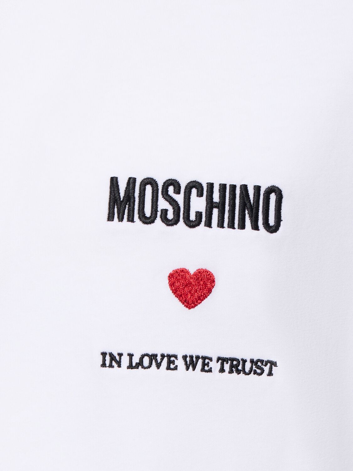 Shop Moschino In Love We Trust Cotton Jersey T-shirt In White