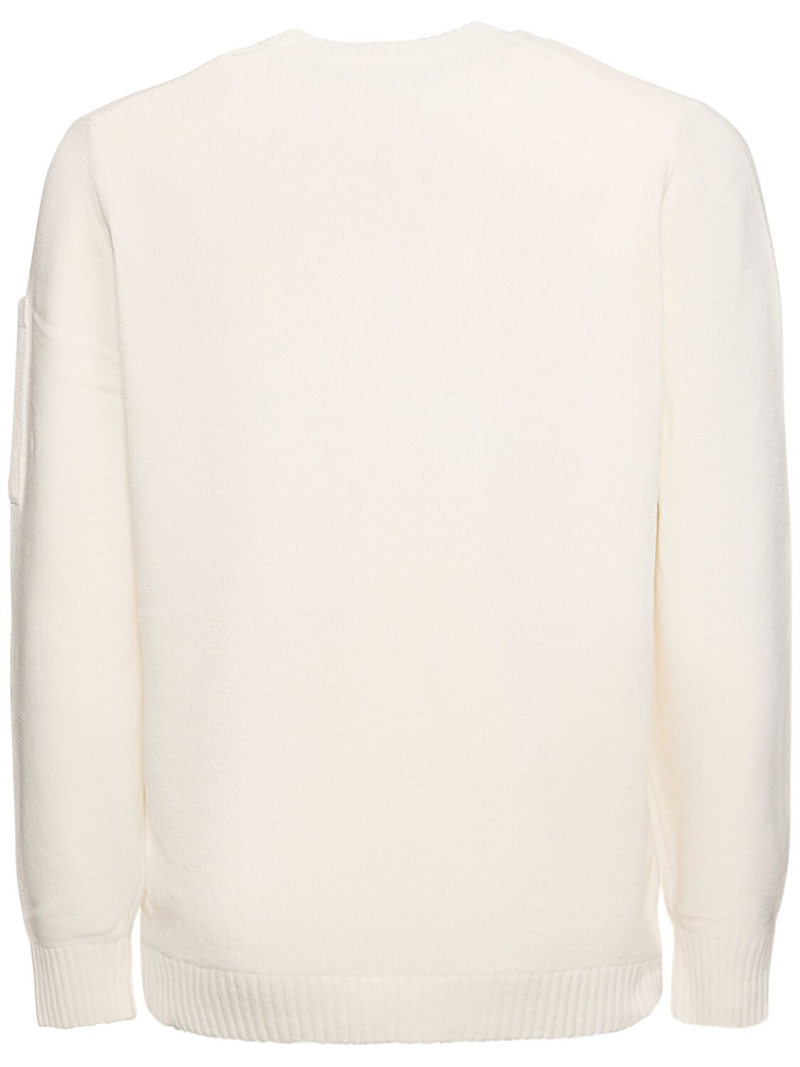 Shop C.p. Company Cotton Chenille Knit Sweater In Gauze White