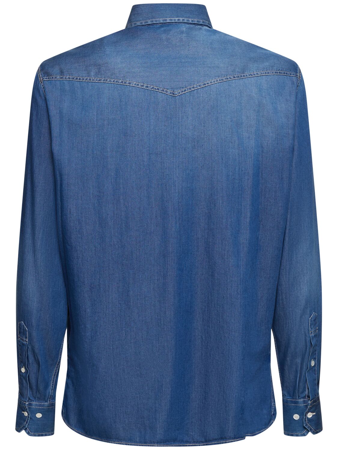 Shop Brunello Cucinelli Cotton Denim Shirt In Blue