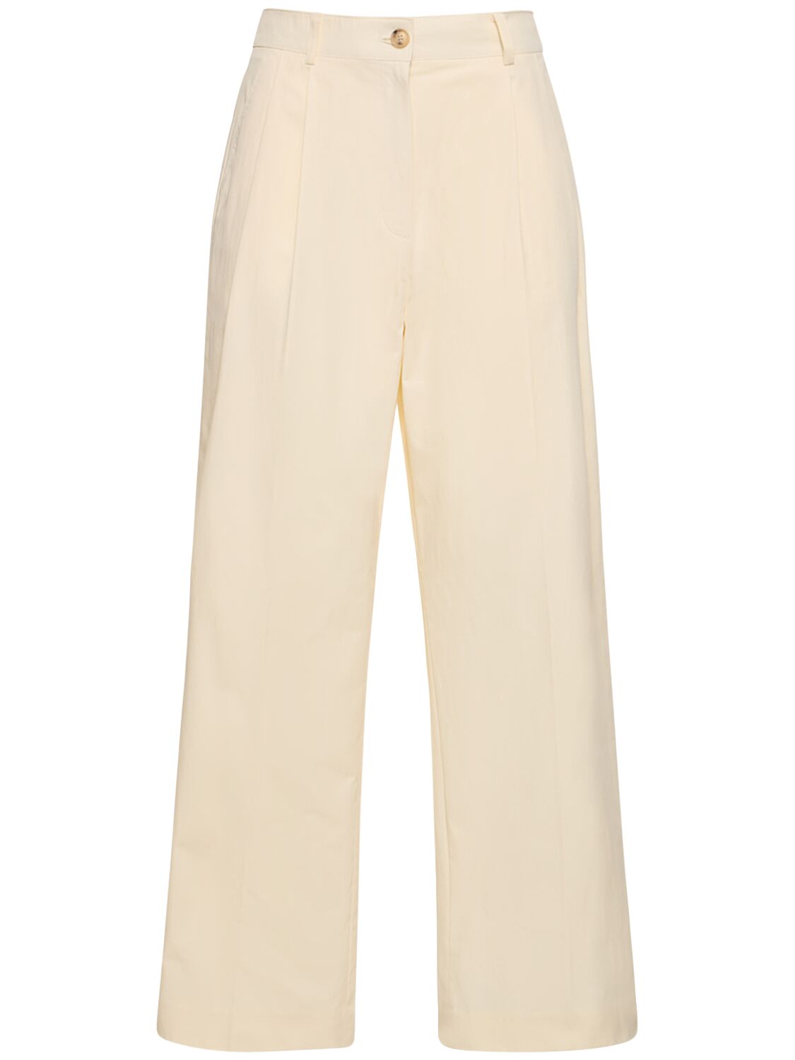 Dunst Pleated Cotton & Nylon Chino Trousers In White
