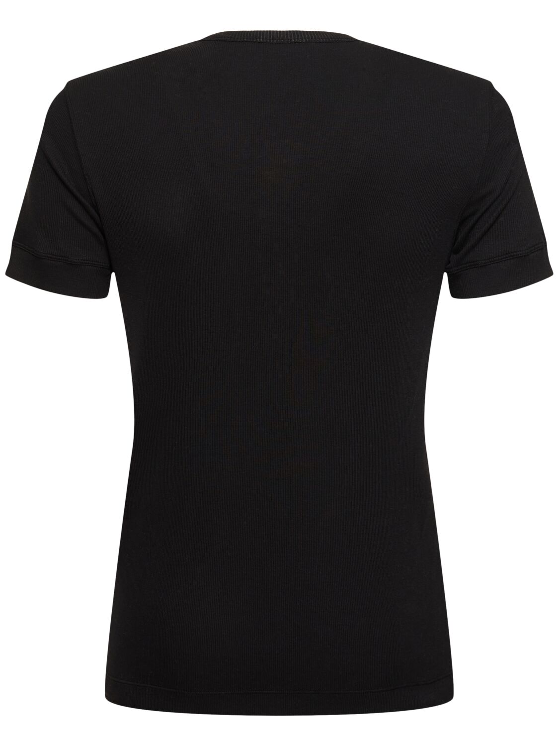 Shop Tom Ford Henley Cotton & Lyocell Ribbed T-shirt In Black
