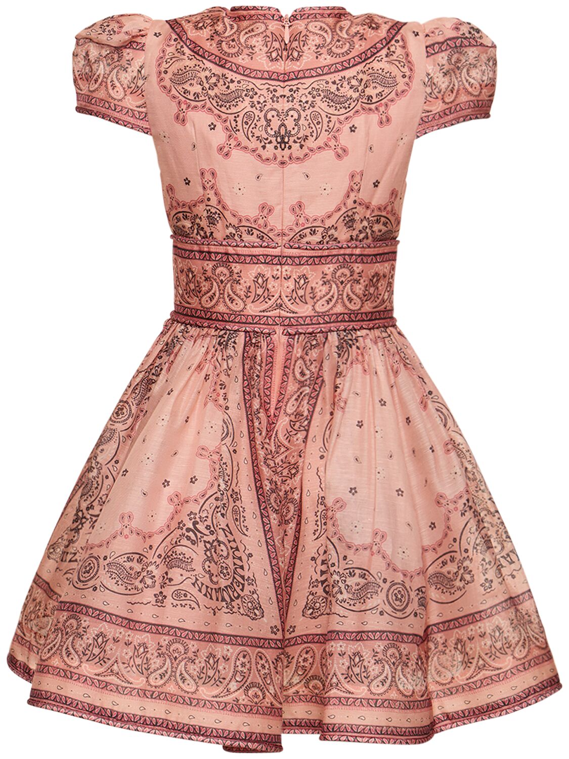 Shop Zimmermann Matchmaker Structured Linen Mini Dress In Pink Bandana