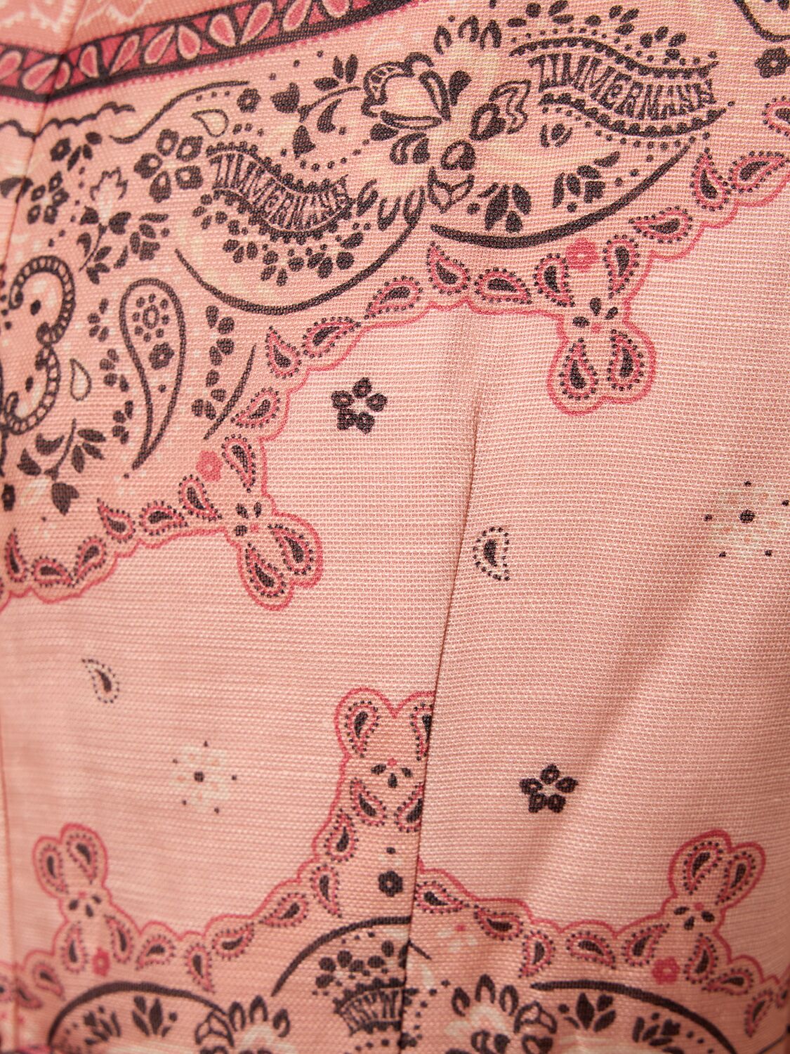 Shop Zimmermann Matchmaker Structured Linen Mini Dress In Pink Bandana