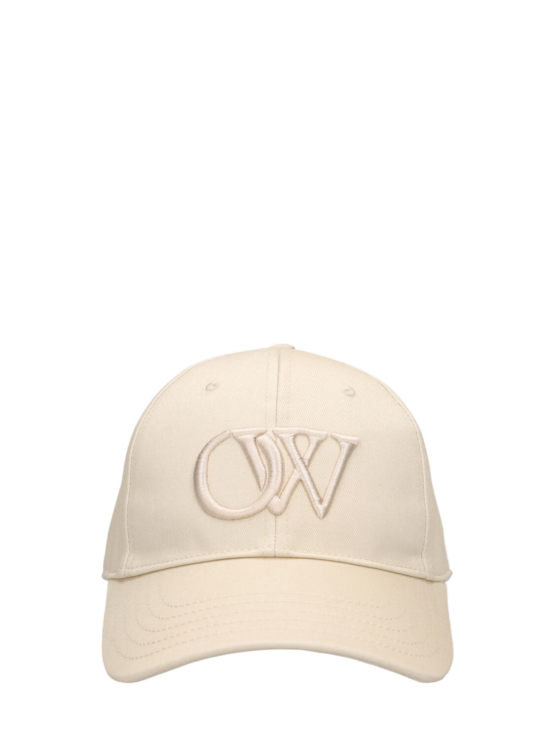 Off-white Ow粗斜纹布棒球帽 In White