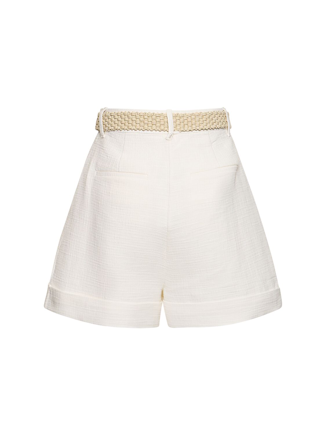 Shop Zimmermann August Cuffed Cotton Shorts In Ivory