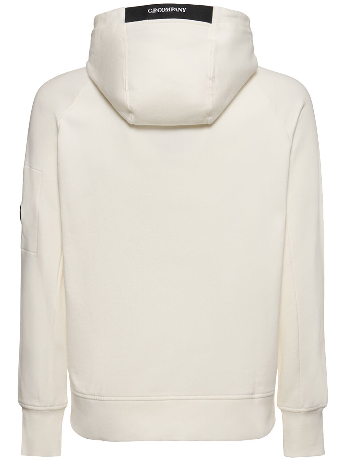 Shop C.p. Company Diagonal Raised Fleece Zipped Hoodie In Gauze White