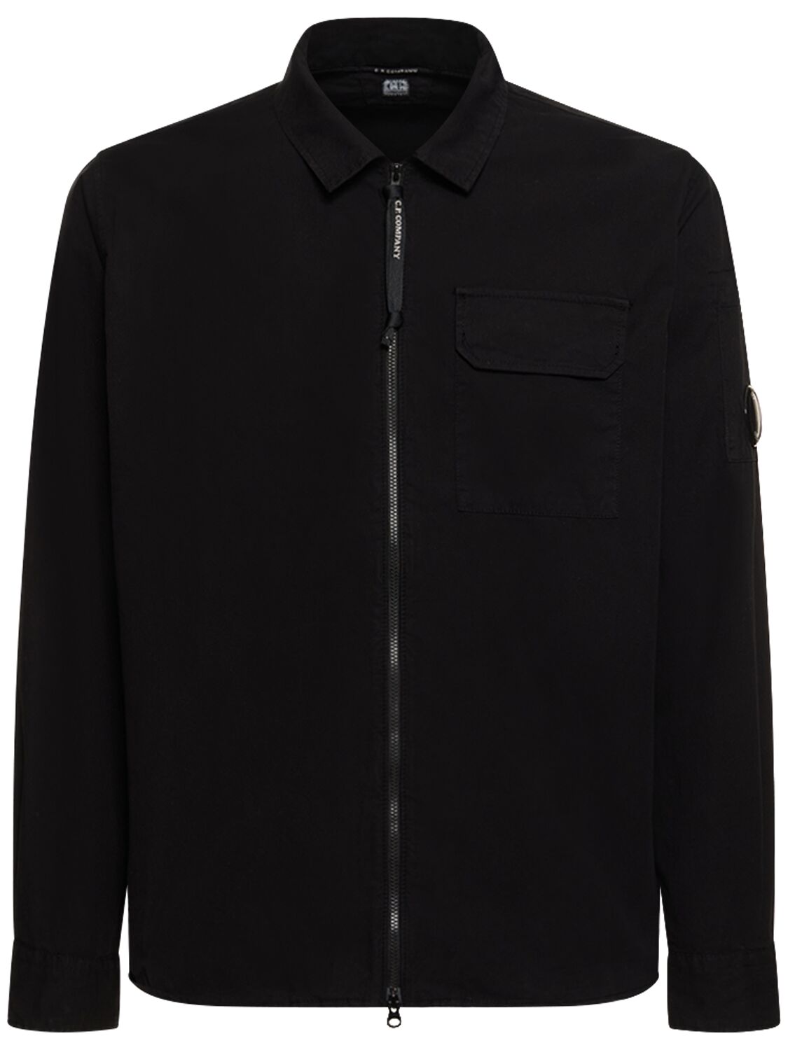 Shop C.p. Company Gabardine Zipped Shirt In Black