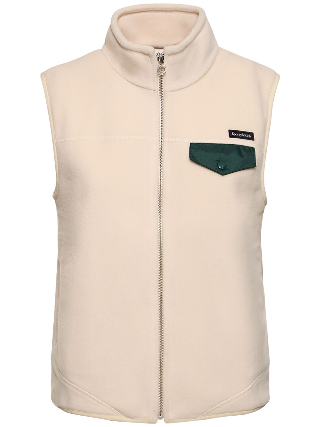 Sporty And Rich Zipped Polar Fleece Vest In White