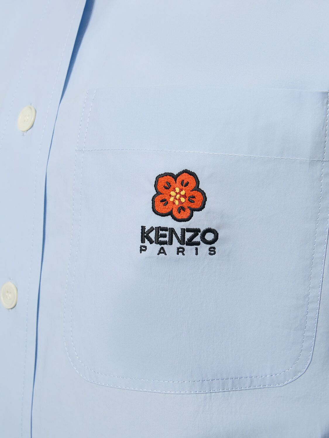 Shop Kenzo Boke Flower Cotton Poplin Shirt In Blue