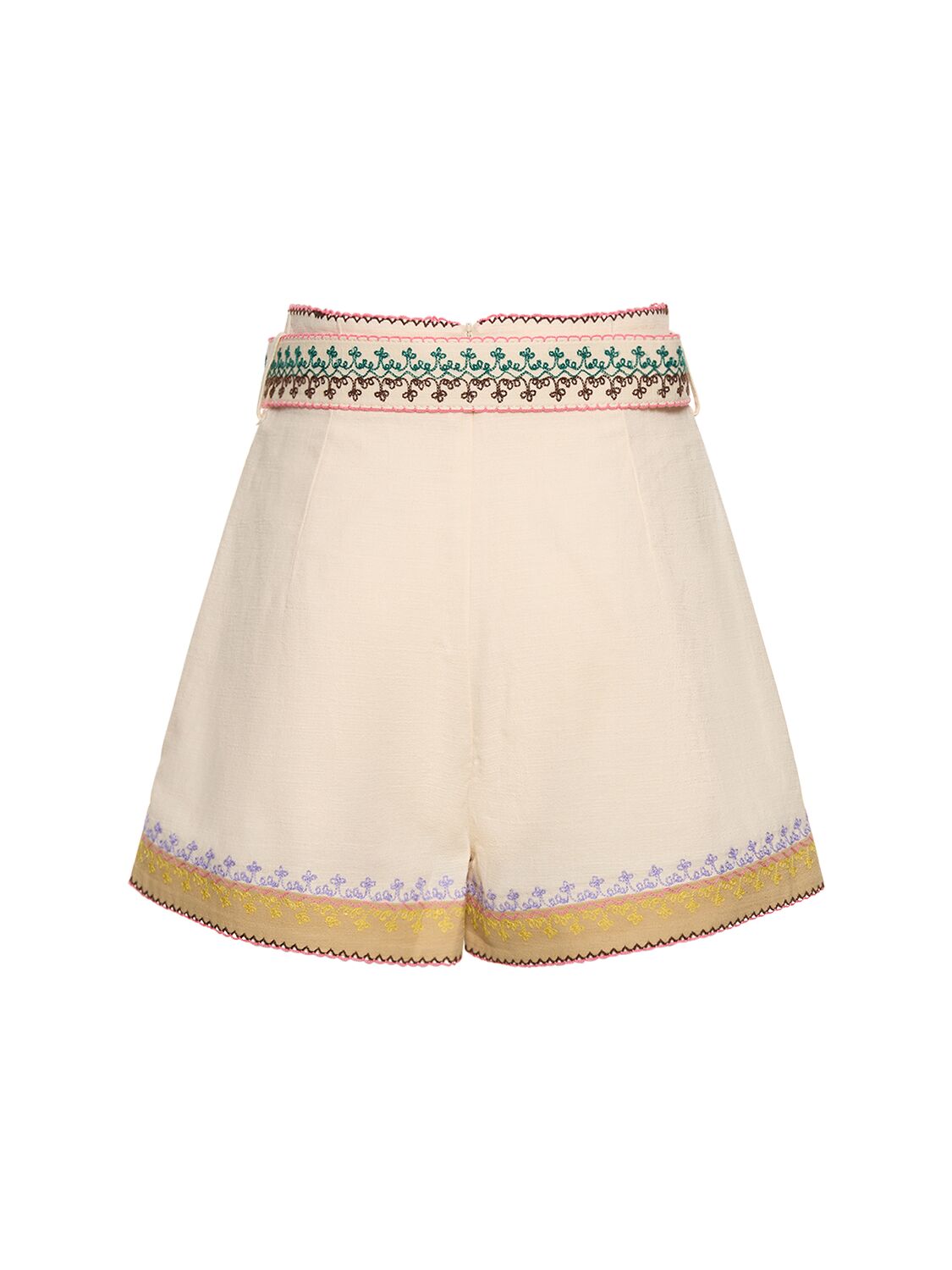 Shop Zimmermann August Embroidered Cotton Shorts In Multicolor