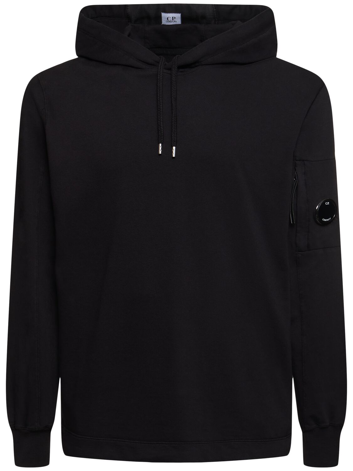 Shop C.p. Company Light Cotton Fleece Hoodie In Black