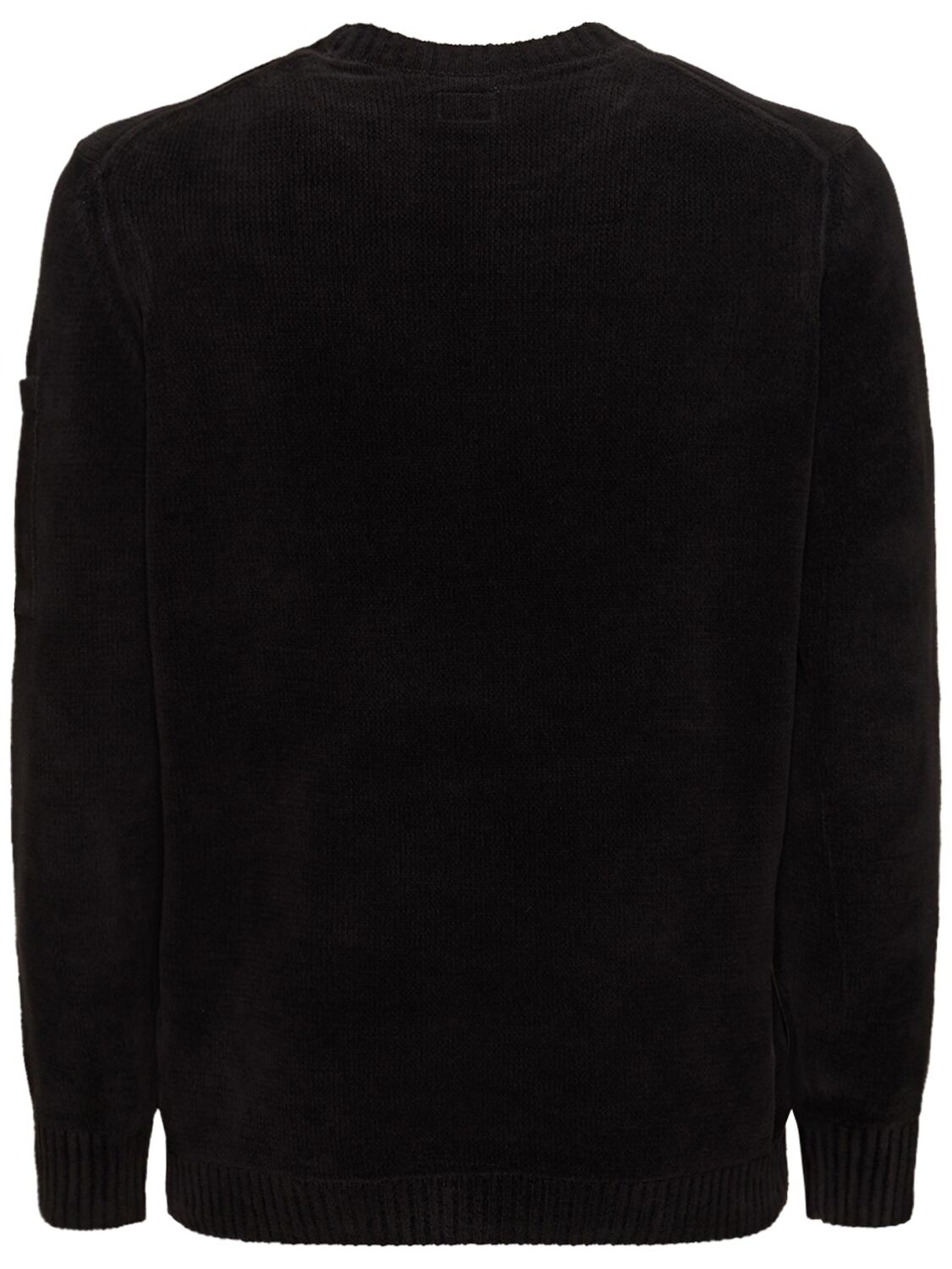 Shop C.p. Company Cotton Chenille Knit Sweater In Black