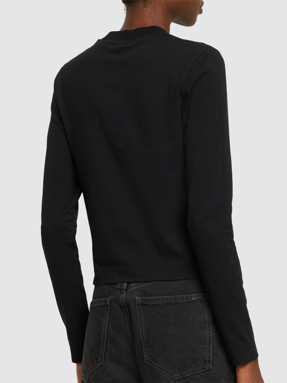 Shop Jacquemus Le T-shirt Gros Grain Long Sleeve Top In Black