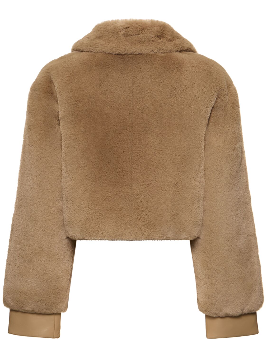 Shop Rotate Birger Christensen Sepia Fluffy Faux Fur Jacket In Beige