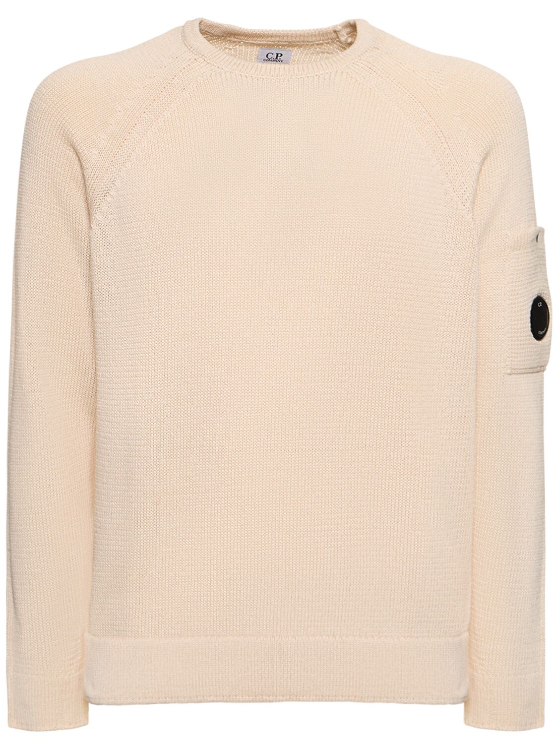 Shop C.p. Company Compact Cotton Knit Sweater In Pistachio Shell