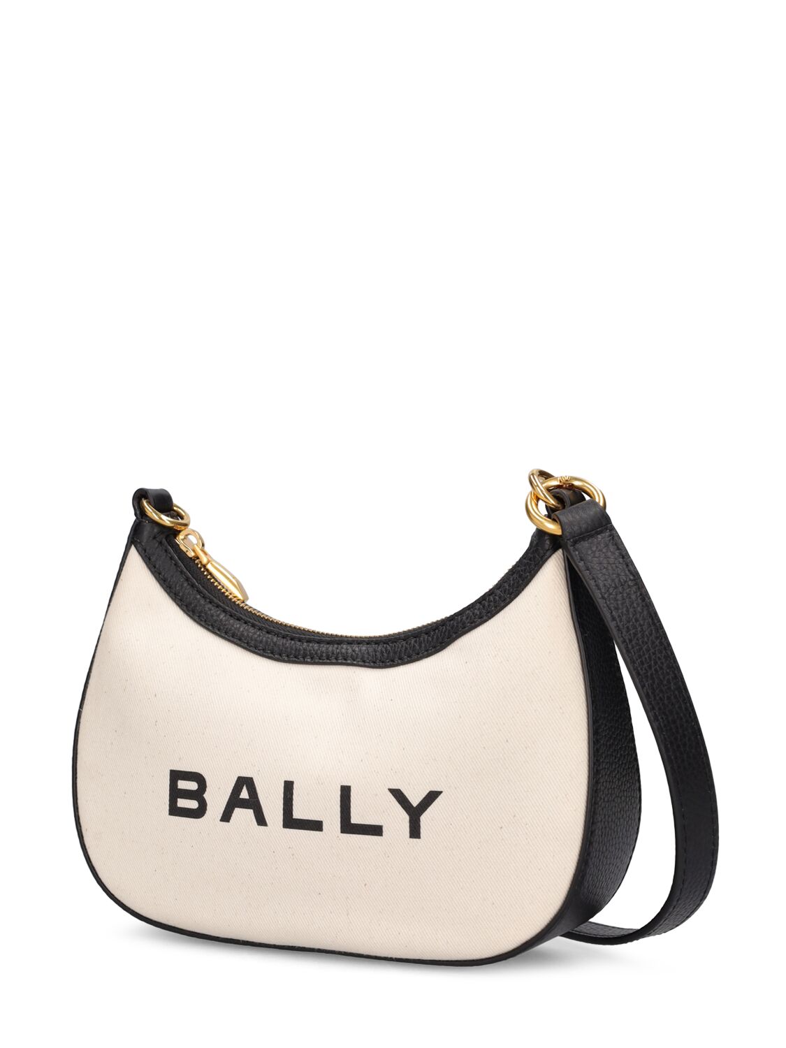 Shop Bally Bar Ellipse Logo Canvas Shoulder Bag In Natural,black