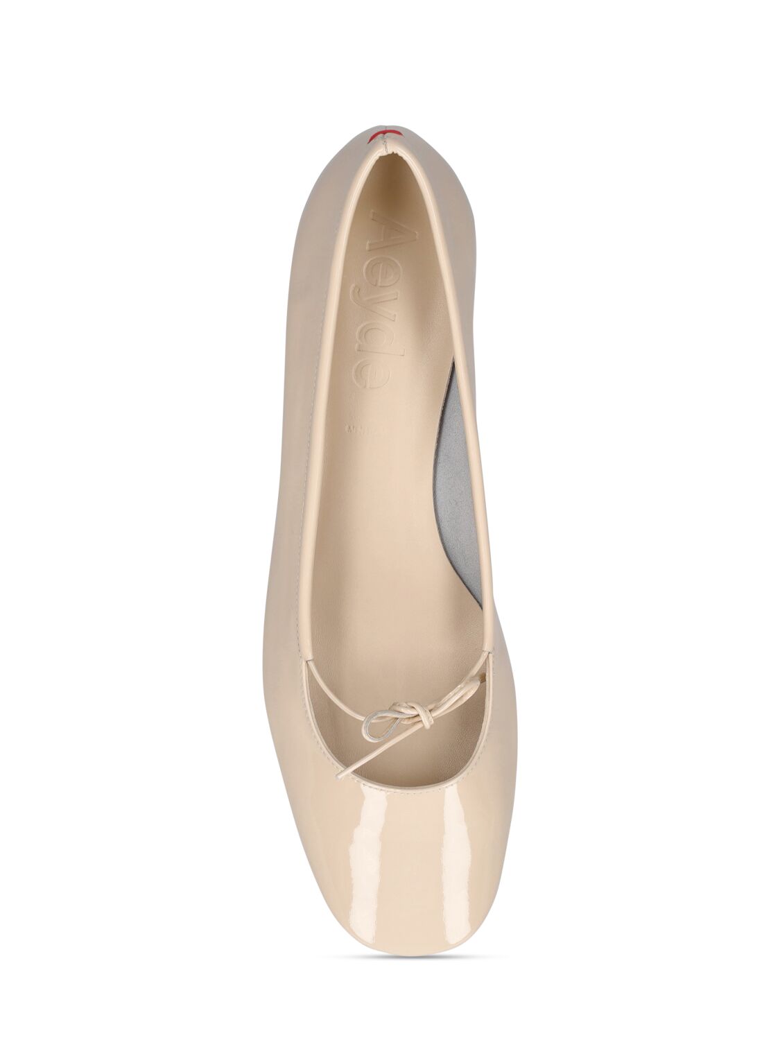 Shop Aeyde 25mm Darya Patent Leather Ballerinas In Cream