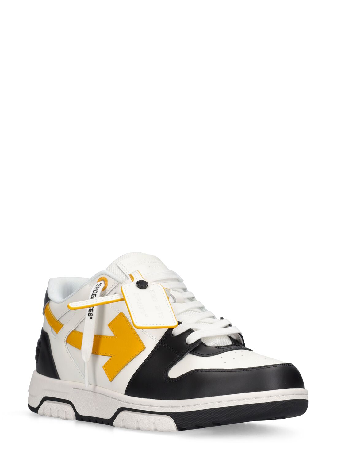 Shop Off-white Out Of Office Leather Sneakers In Yellow,silver