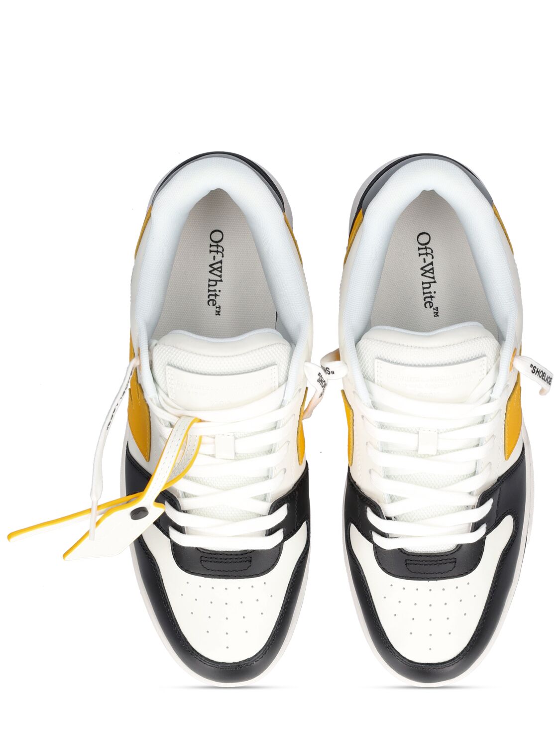 Shop Off-white Out Of Office Leather Sneakers In Yellow,silver