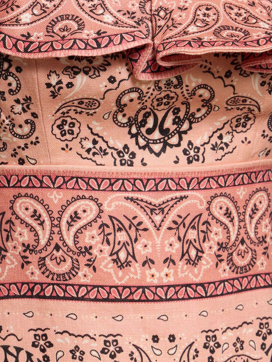 Shop Zimmermann Matchmaker Ruffled Linen Midi Dress In Pink Bandana