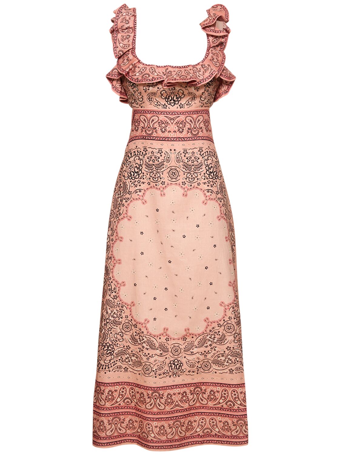 Image of Matchmaker Ruffled Linen Midi Dress