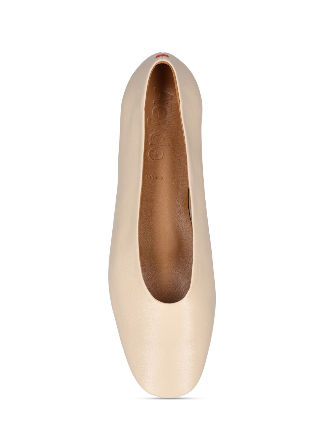Shop Aeyde 10mm Kirsten Leather Ballerina Flats In Cream