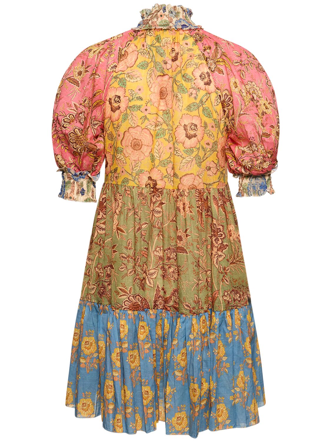 Shop Zimmermann Junie Lantern Cotton Mini Dress In Multicolor