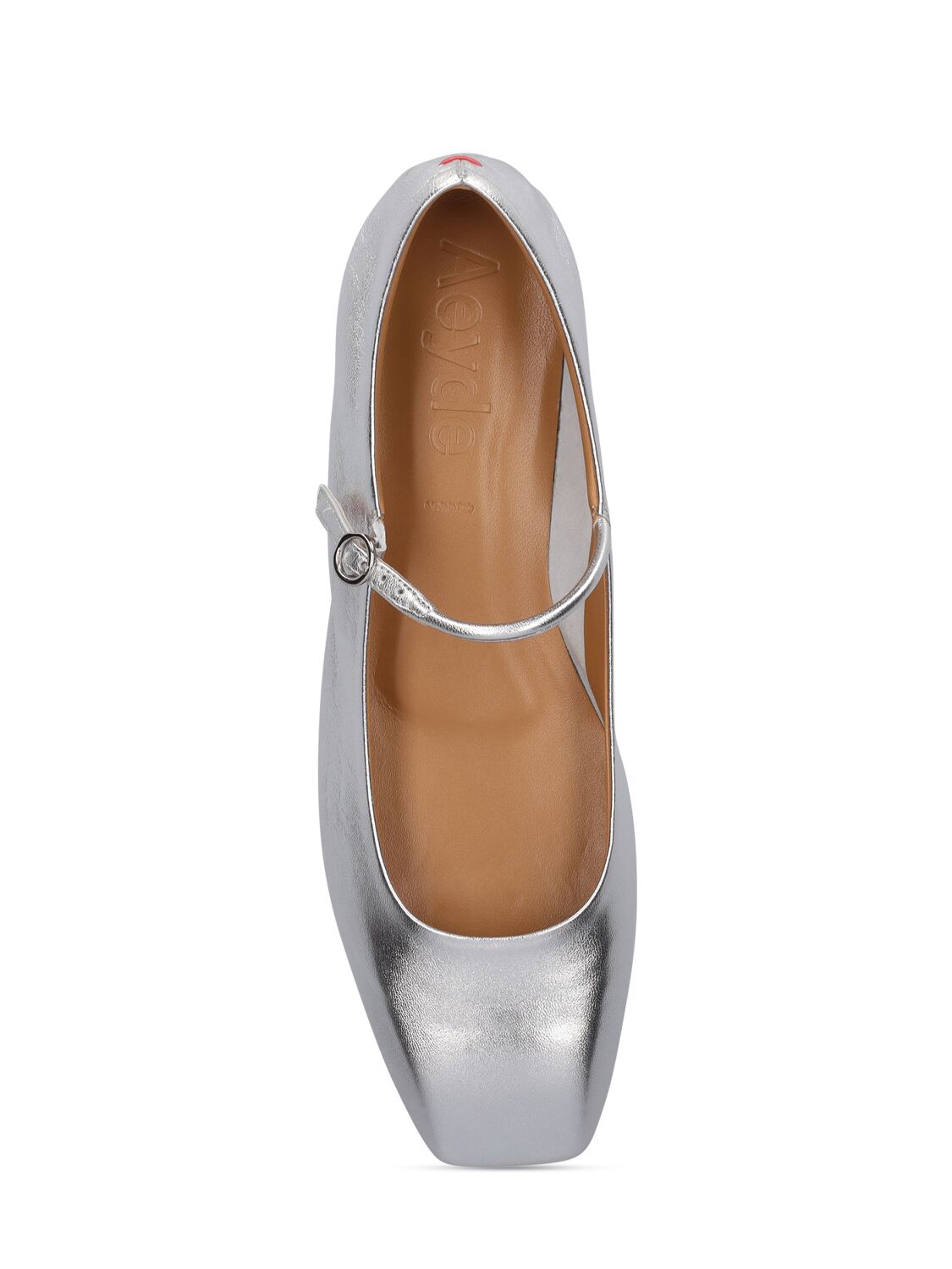 Shop Aeyde 10mm Uma Laminated Leather Ballerina In Silver