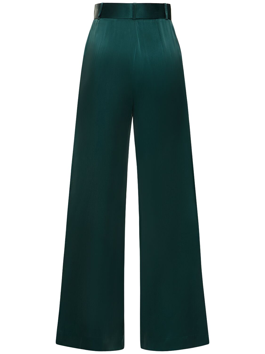 Shop Zimmermann Silk Satin Tuck Pants In Green