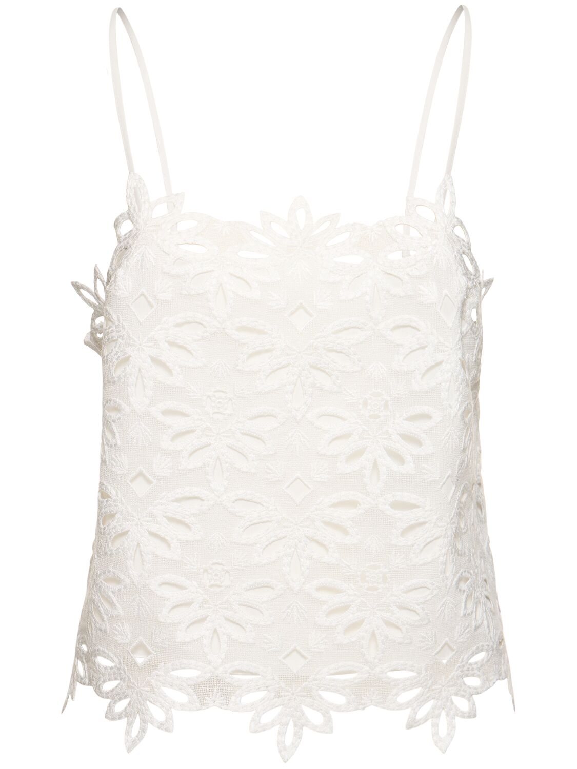 Ermanno Scervino Embroidered Cotton Blend Sleeveless Top In White