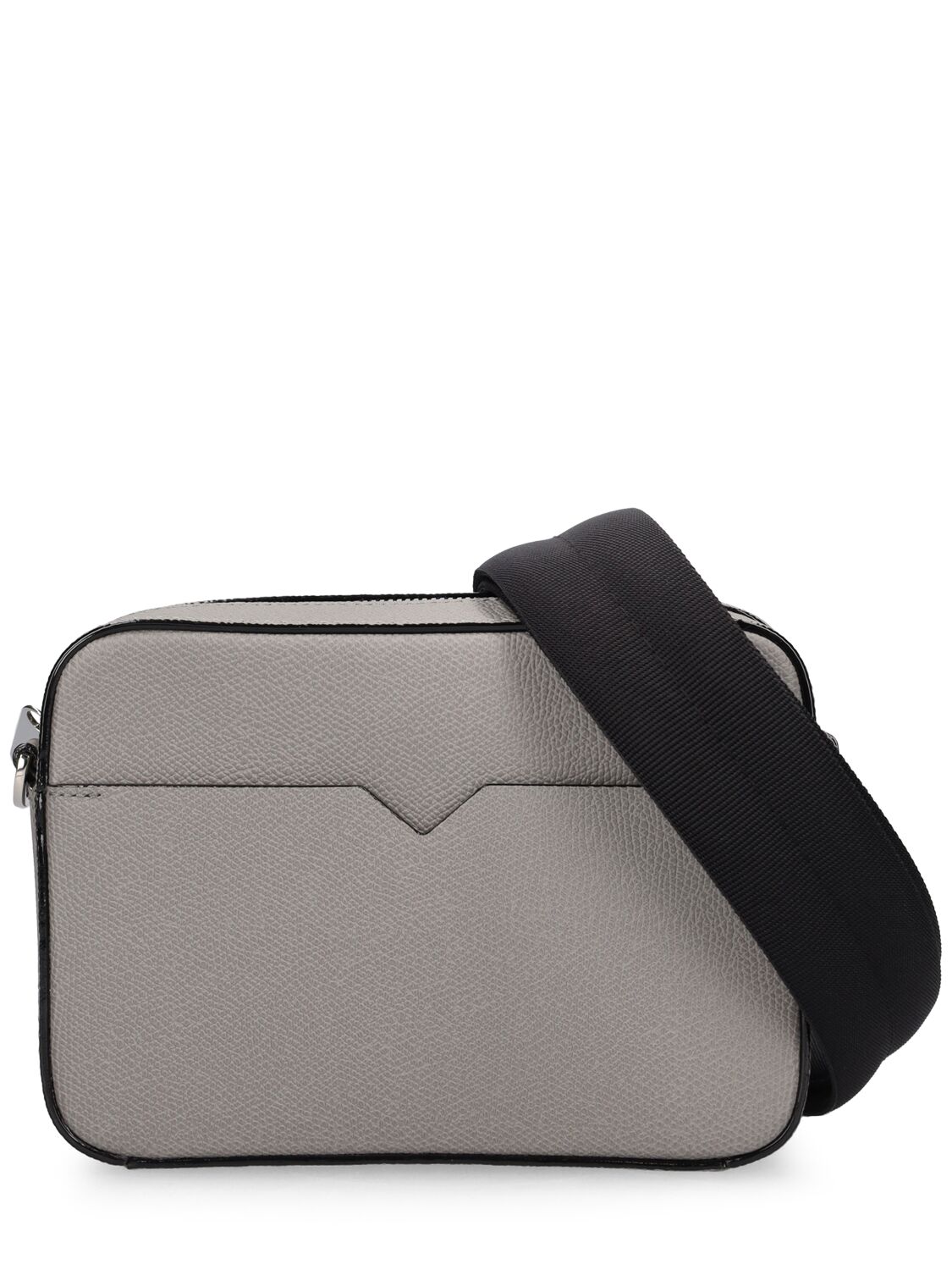 Valextra Small Leather Camera Bag In Cemento