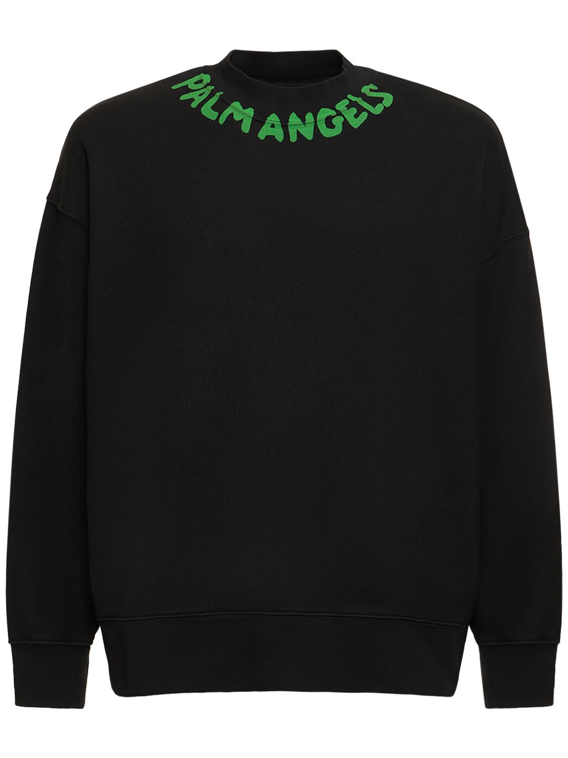 Shop Palm Angels Seasonal Logo Cotton Sweatshirt In Black