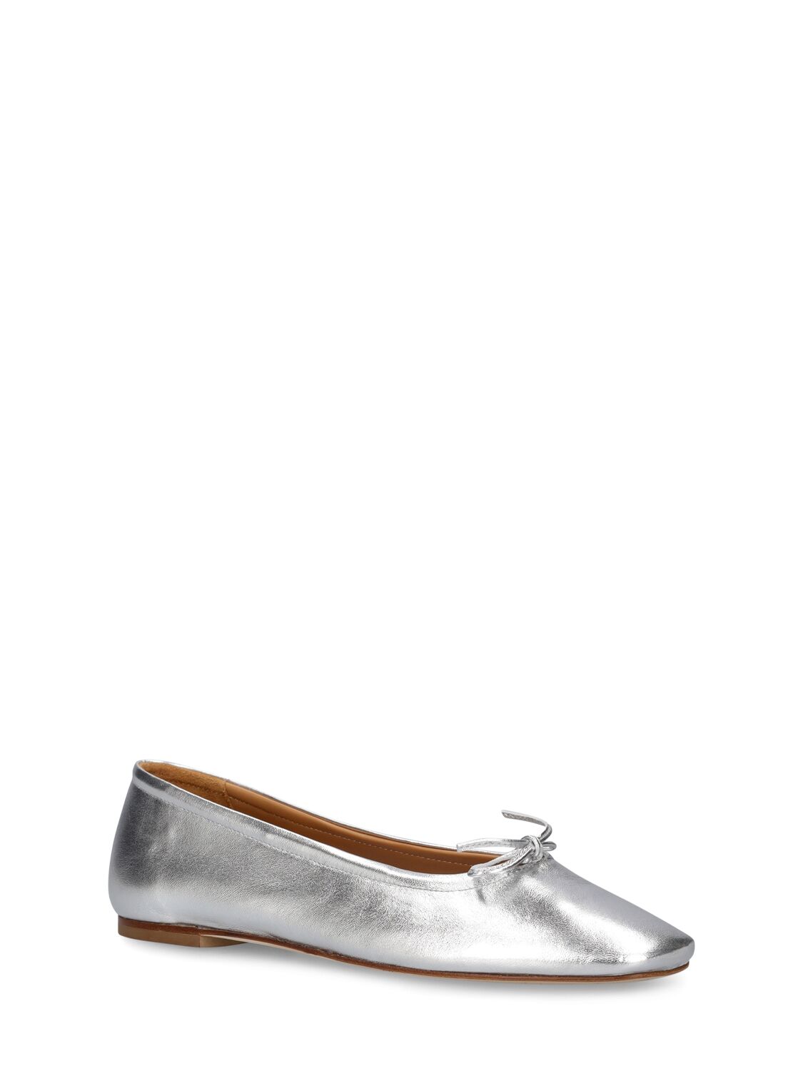 Shop Aeyde 10mm Delfina Laminated Leather Flats In Silver