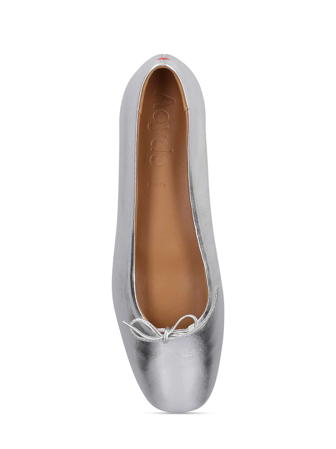 Shop Aeyde 10mm Delfina Laminated Leather Flats In Silver