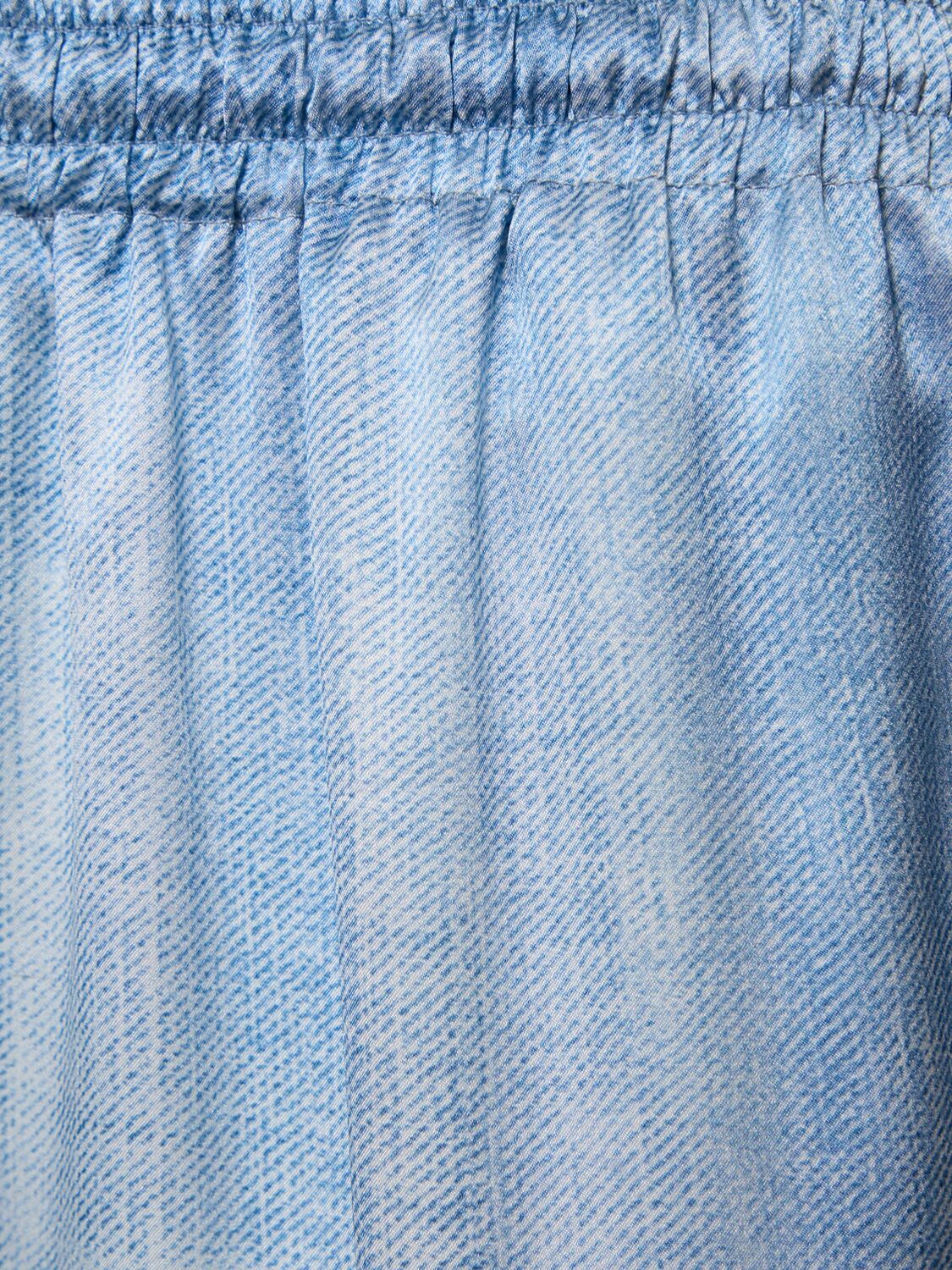 Shop Ermanno Scervino Silk Satin Wide Pants In Light Blue
