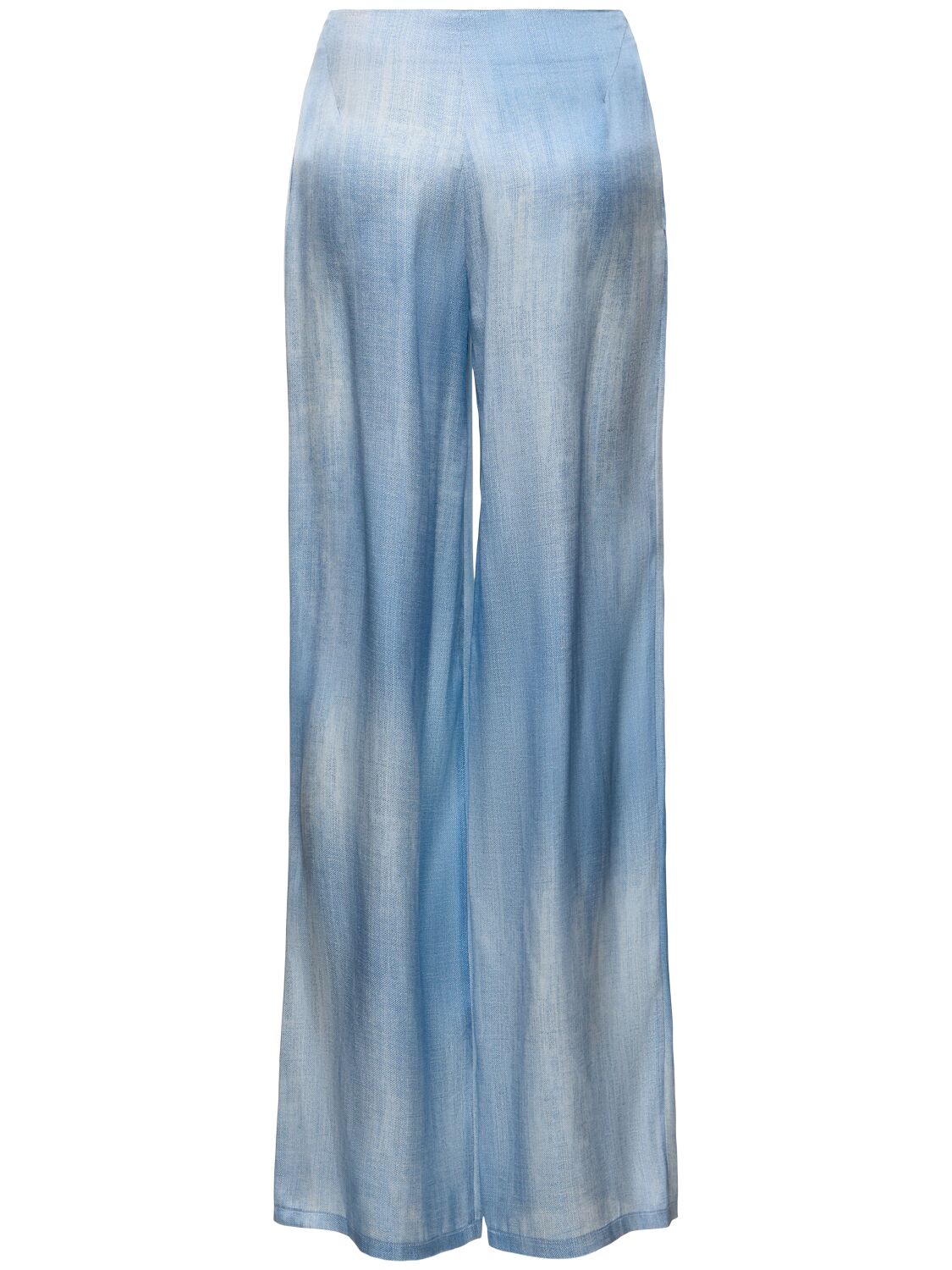 Shop Ermanno Scervino Silk Satin Wide Pants In Light Blue