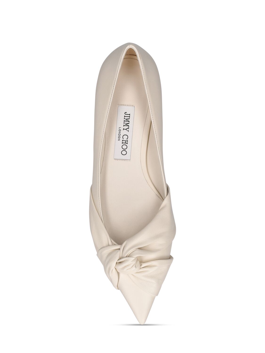 Shop Jimmy Choo 10mm Hedera Leather Ballerina Flats In Off White