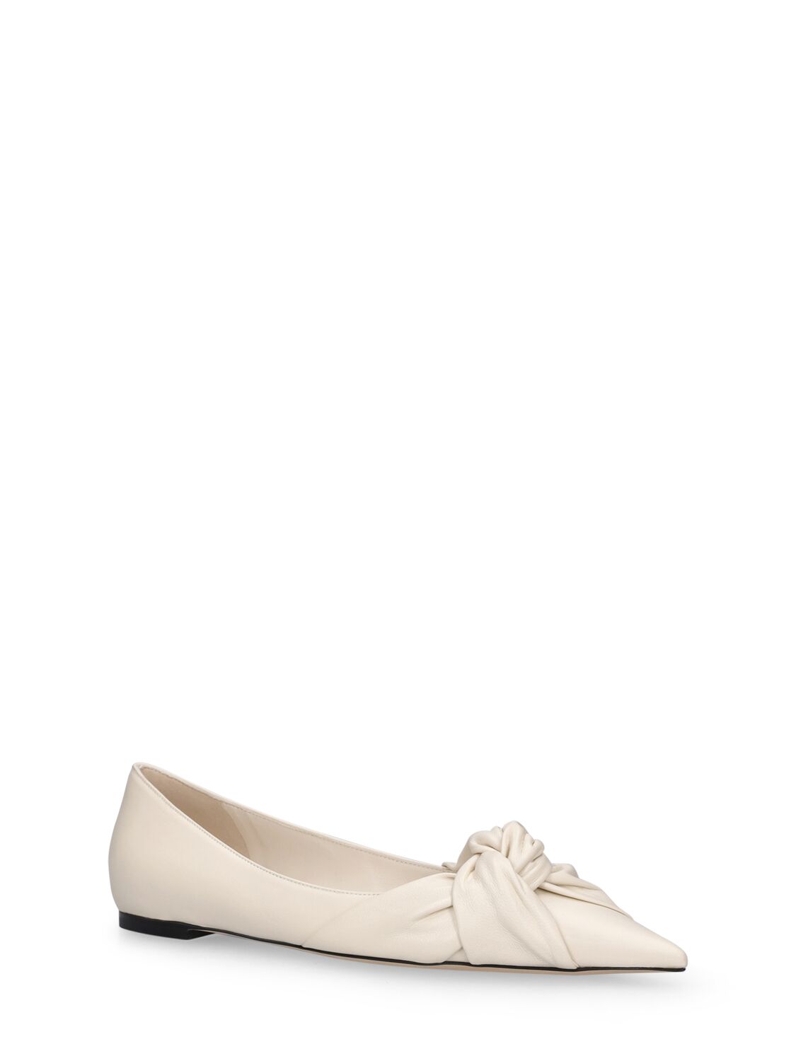 Shop Jimmy Choo 10mm Hedera Leather Ballerina Flats In Off White