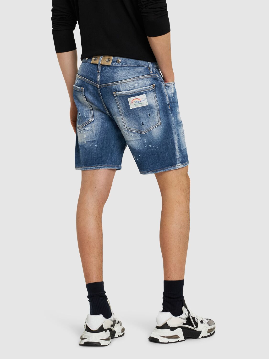 Shop Dsquared2 Marine Fit Stretch Cotton Shorts In Blue